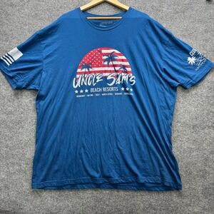 Grunt Style T-Shirt Mens Size 3XL Blue Short Sleeve Uncle Sam Beach Resorts USA